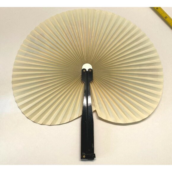 Vintage Chinese Folding Fan Floral Design Flowers Butterfly Round - Picture 2 of 9